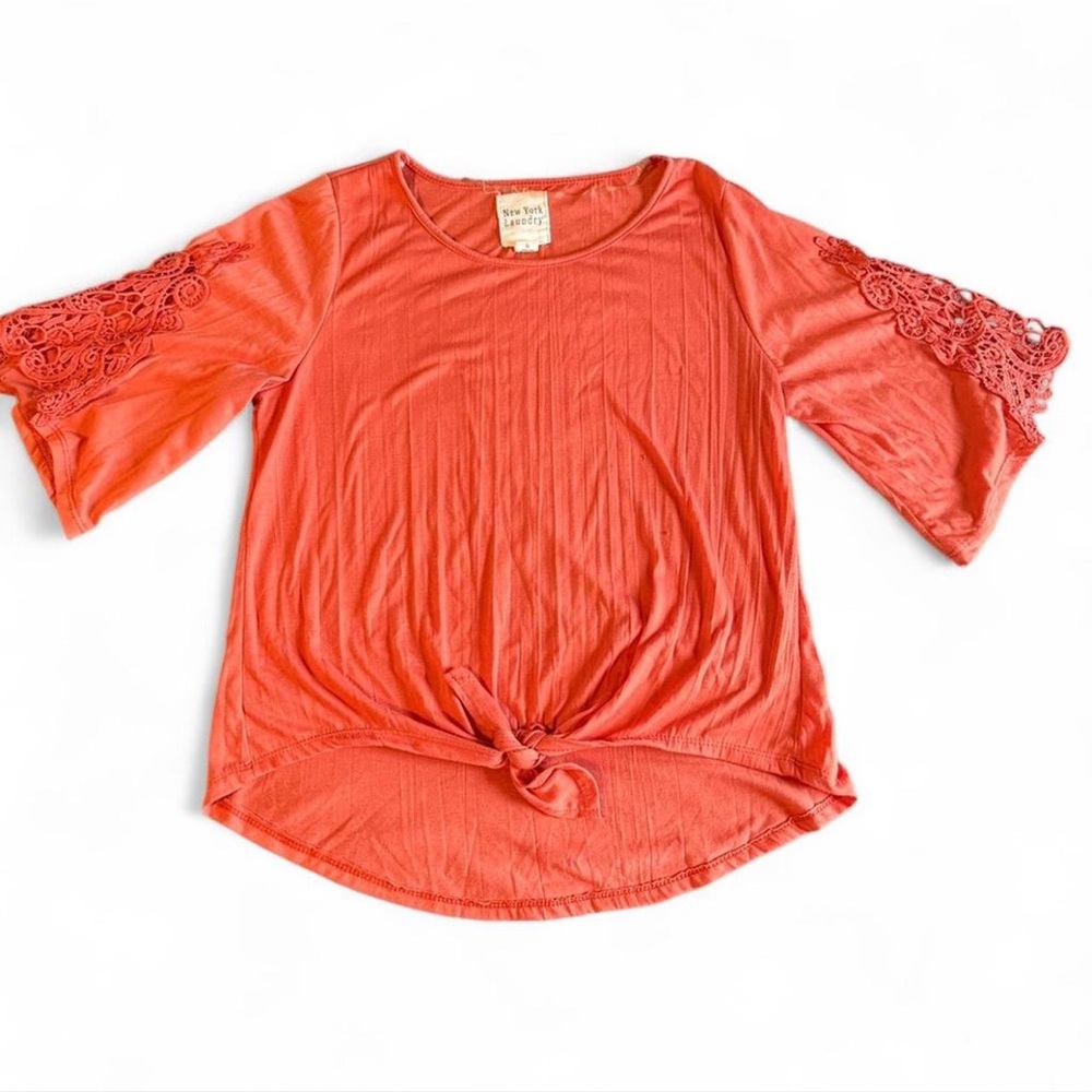 New York Laundry Coral Lace Sleeve Blouse